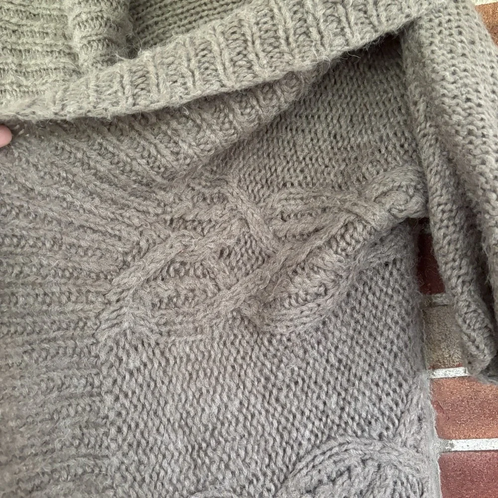 Vtg Y2K American Eagle Brown Wool Mohair Big Chunky Open Front Sweater Warm